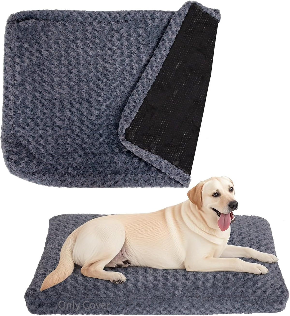 Faux Fur Dog Bed Covers – Ultra Soft Rose Velvet, Removable & Washable, Cozy & Durable,Large Pet Bed Cover Only (No Filling)