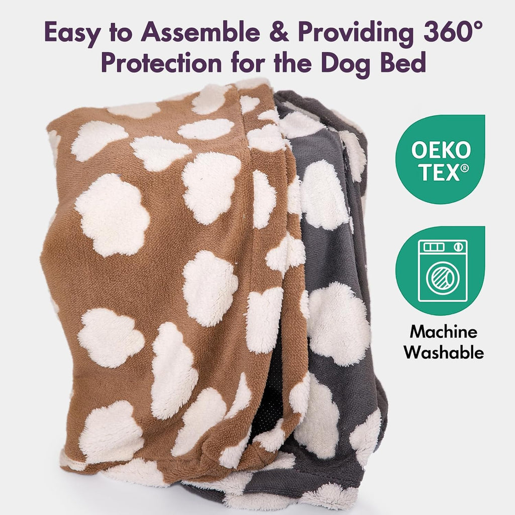 Faux Fur Dog Bed Covers – Ultra Soft Rose Velvet, Removable & Washable, Cozy & Durable,Large Pet Bed Cover Only (No Filling)