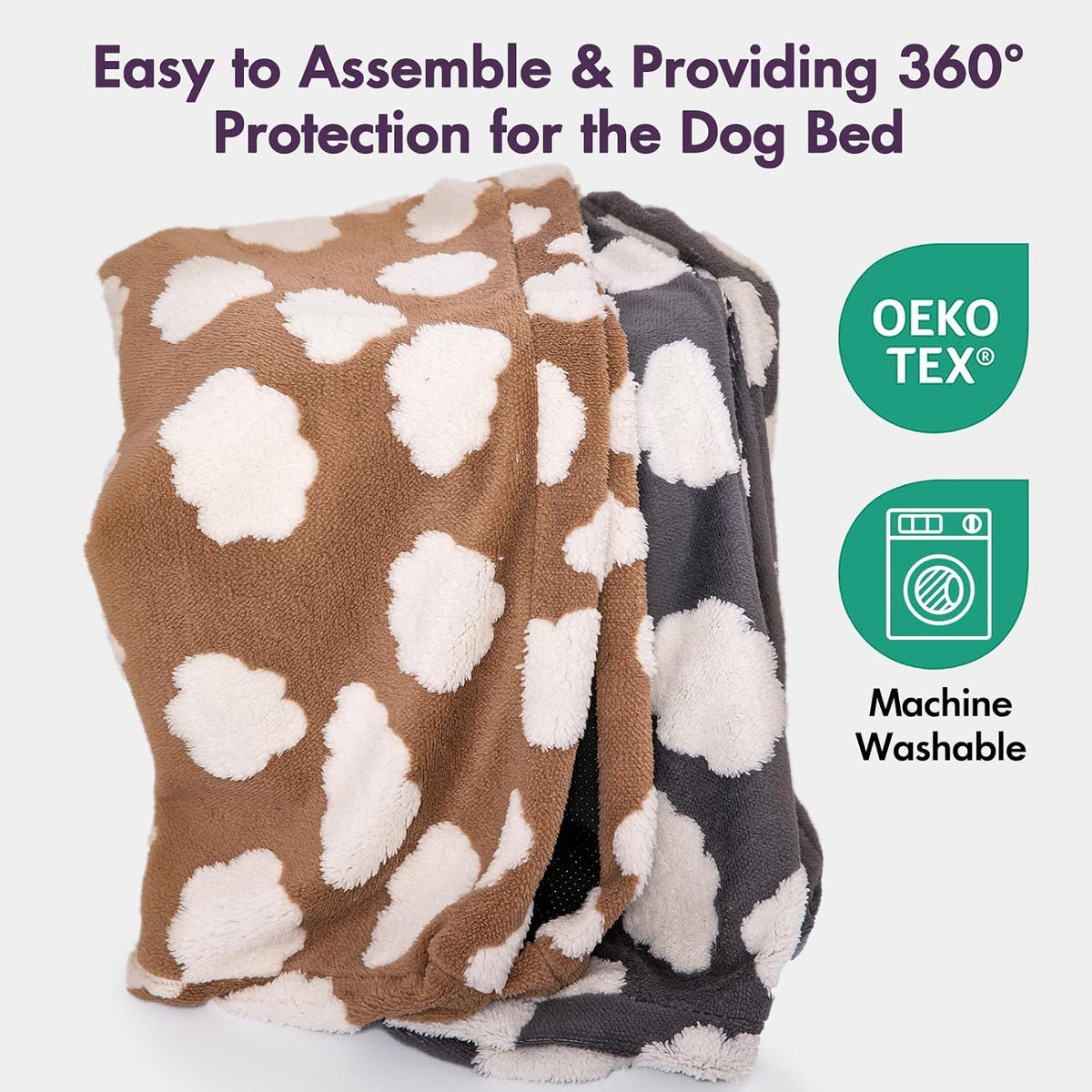 Faux Fur Dog Bed Covers – Ultra Soft Rose Velvet, Removable & Washable, Cozy & Durable,Large Pet Bed Cover Only (No Filling)