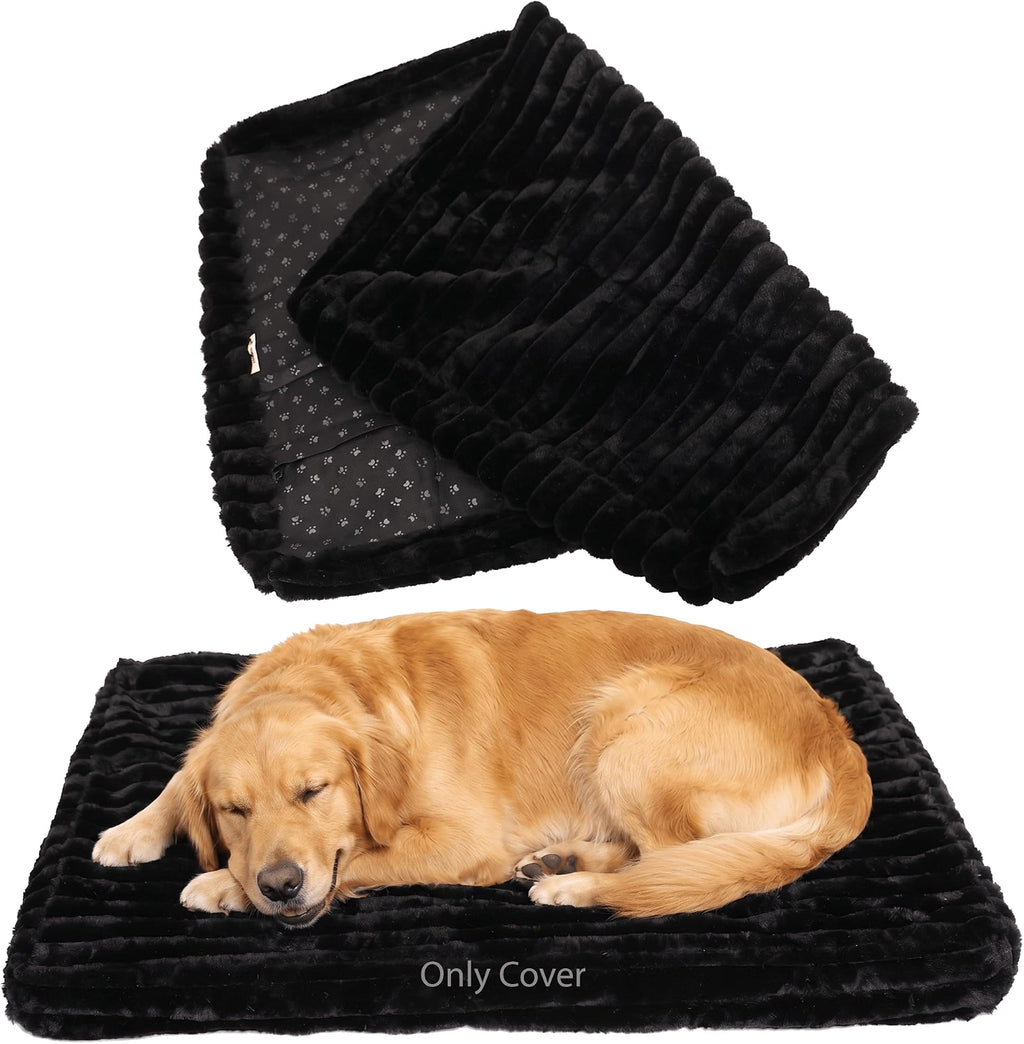 Faux Fur Dog Bed Covers – Ultra Soft Rose Velvet, Removable & Washable, Cozy & Durable,Large Pet Bed Cover Only (No Filling)