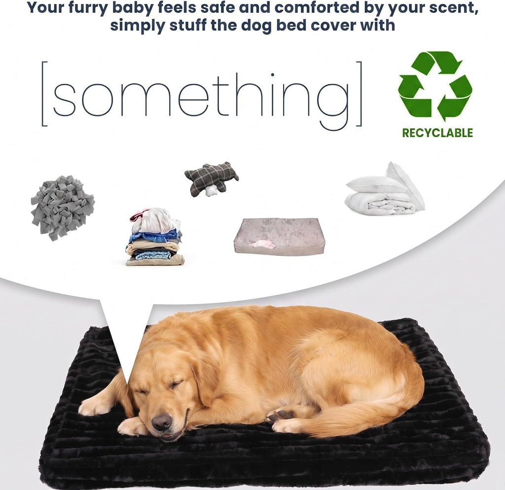 Faux Fur Dog Bed Covers – Ultra Soft Rose Velvet, Removable & Washable, Cozy & Durable,Large Pet Bed Cover Only (No Filling)