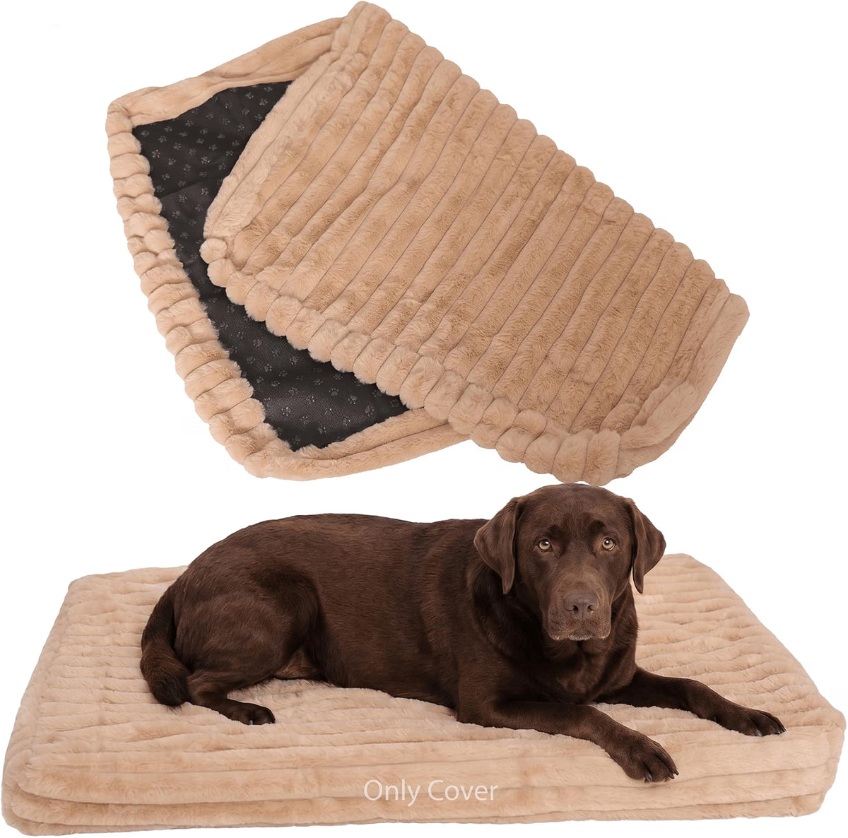 Faux Fur Dog Bed Covers – Ultra Soft Rose Velvet, Removable & Washable, Cozy & Durable,Large Pet Bed Cover Only (No Filling)