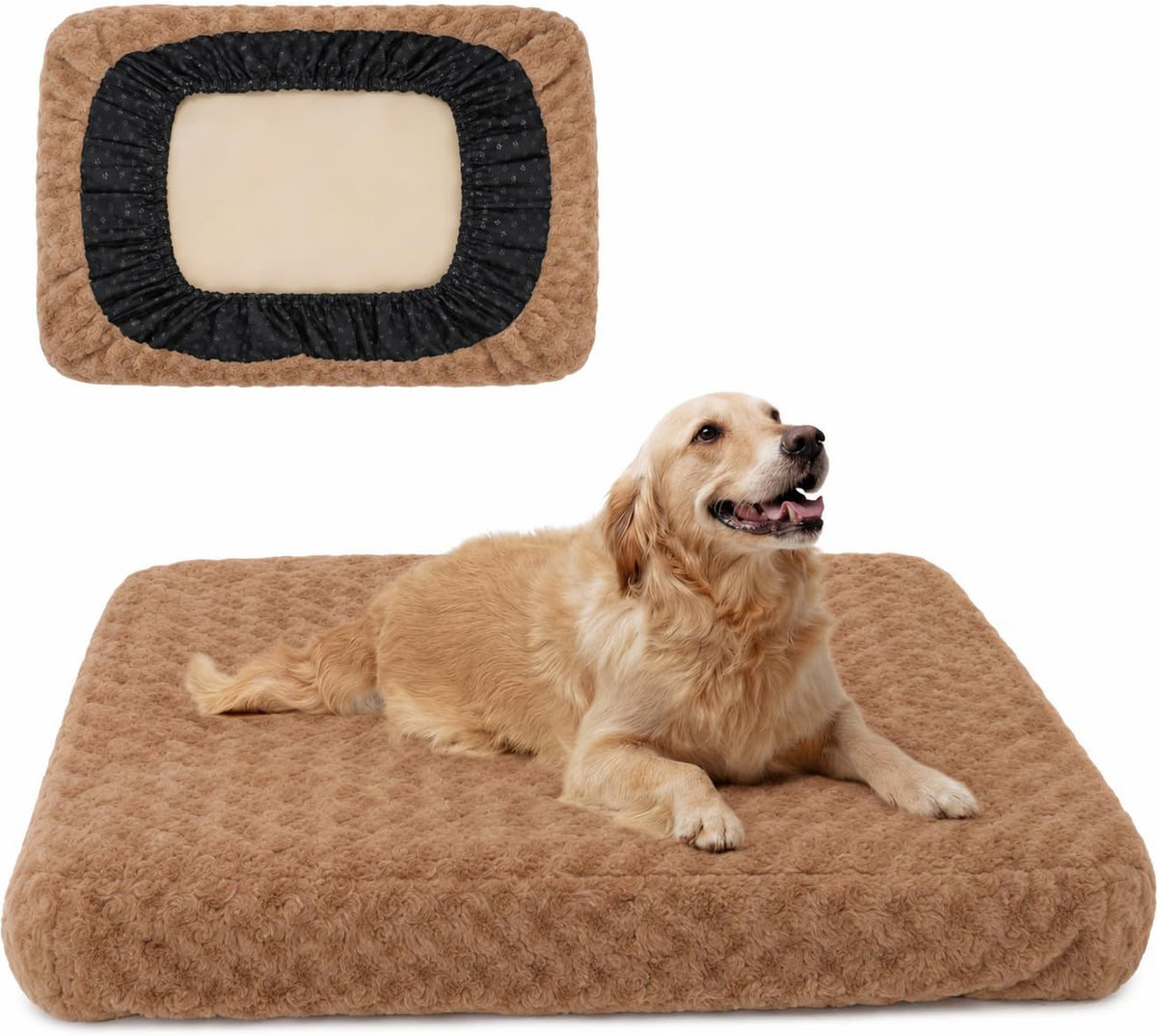 Faux Fur Dog Bed Covers – Ultra Soft Rose Velvet, Removable & Washable, Cozy & Durable,Large Pet Bed Cover Only (No Filling)