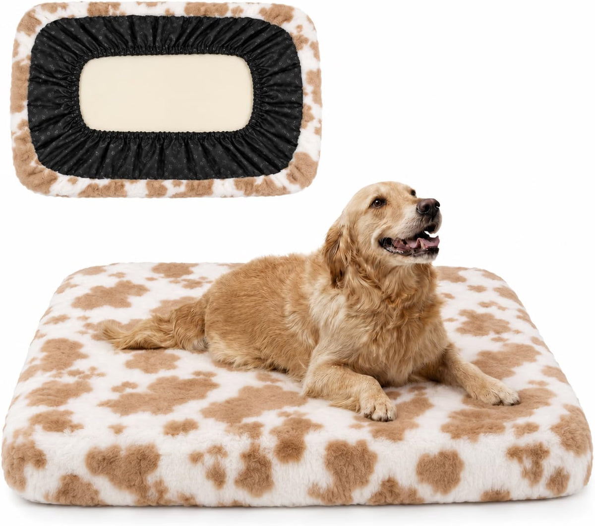 Faux Fur Dog Bed Covers – Ultra Soft Rose Velvet, Removable & Washable, Cozy & Durable,Large Pet Bed Cover Only (No Filling)
