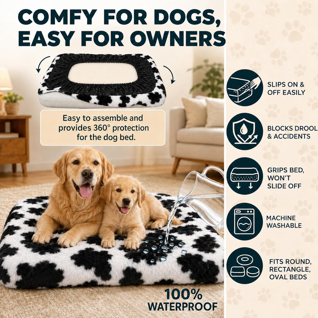 Faux Fur Dog Bed Covers – Ultra Soft Rose Velvet, Removable & Washable, Cozy & Durable,Large Pet Bed Cover Only (No Filling)