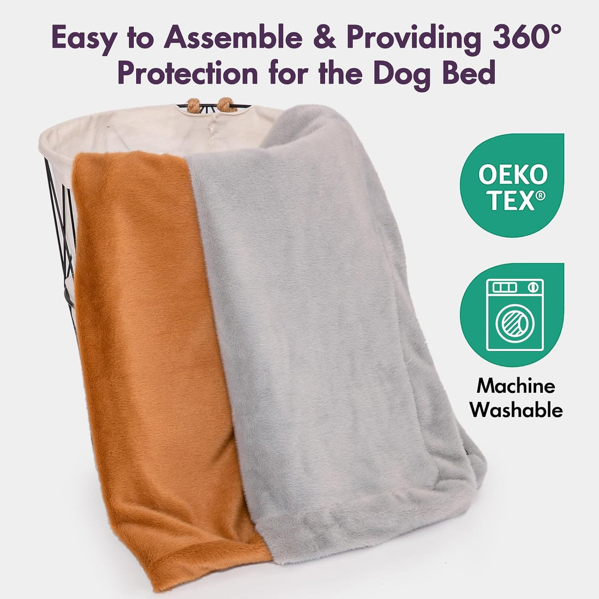 Faux Fur Dog Bed Covers – Ultra Soft Rose Velvet, Removable & Washable, Cozy & Durable,Large Pet Bed Cover Only (No Filling)